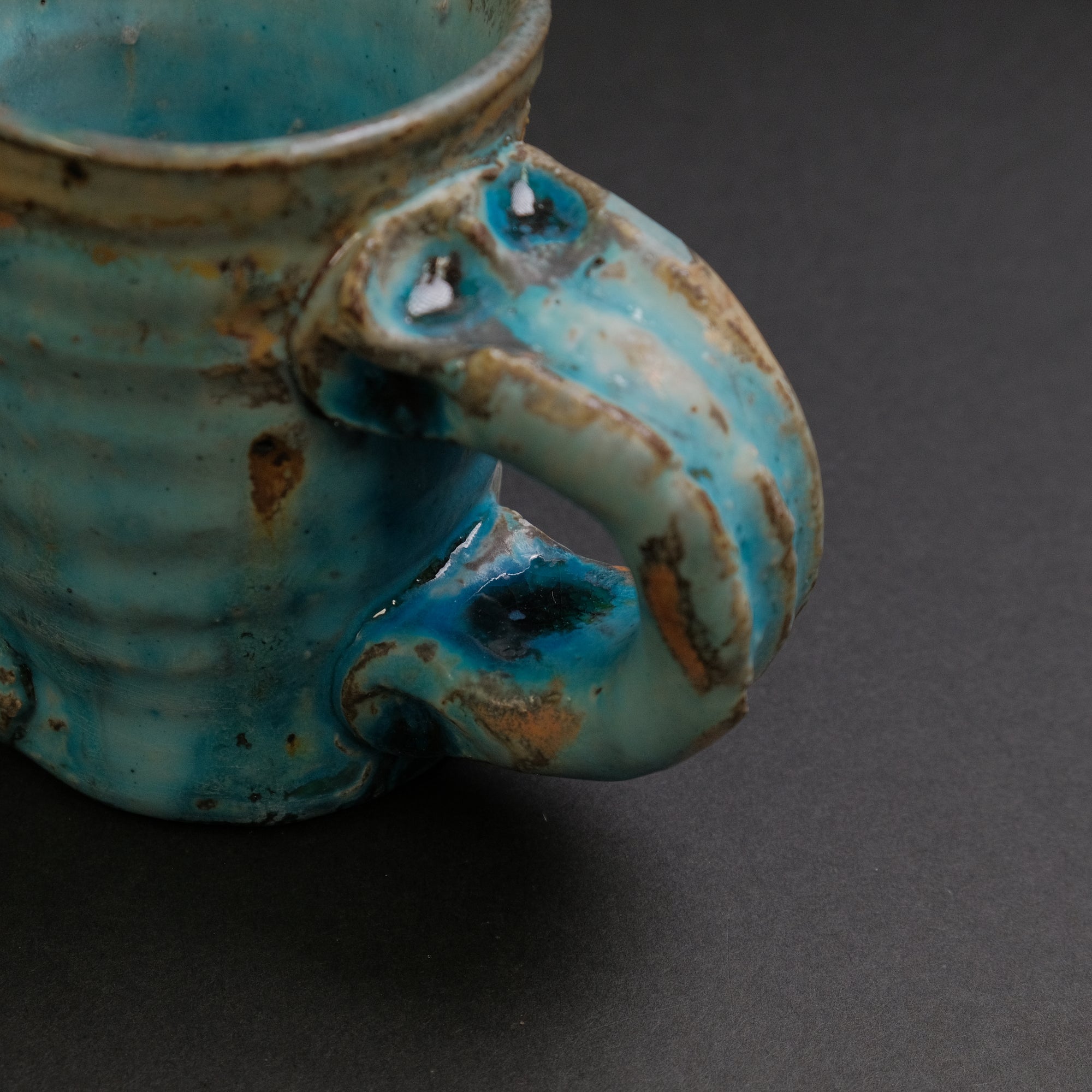 Komon Shinichi Kotsuji Igayaki Blue Zundo Mug