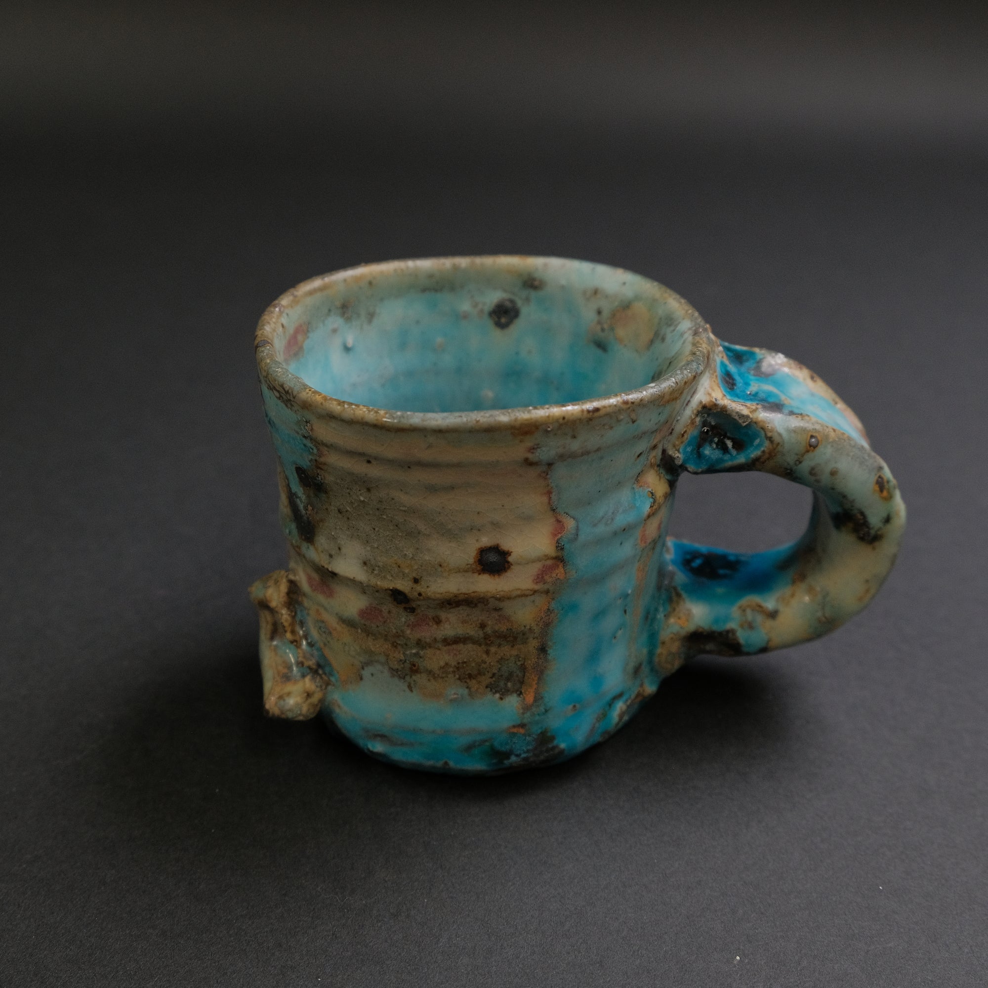 Komon Shinichi Kotsuji Igayaki Blue Zundo Mug