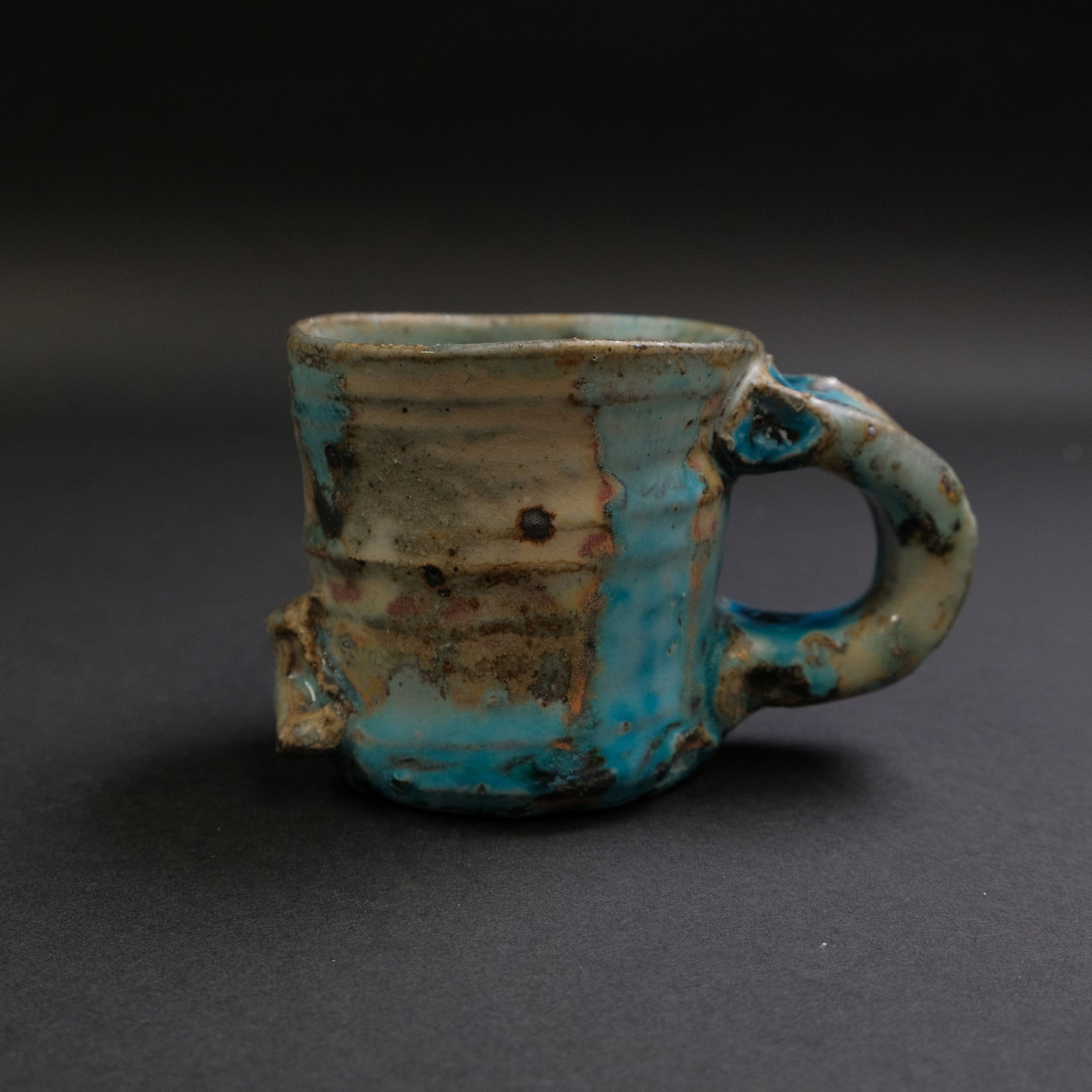 Komon Shinichi Kotsuji Igayaki Blue Zundo Mug