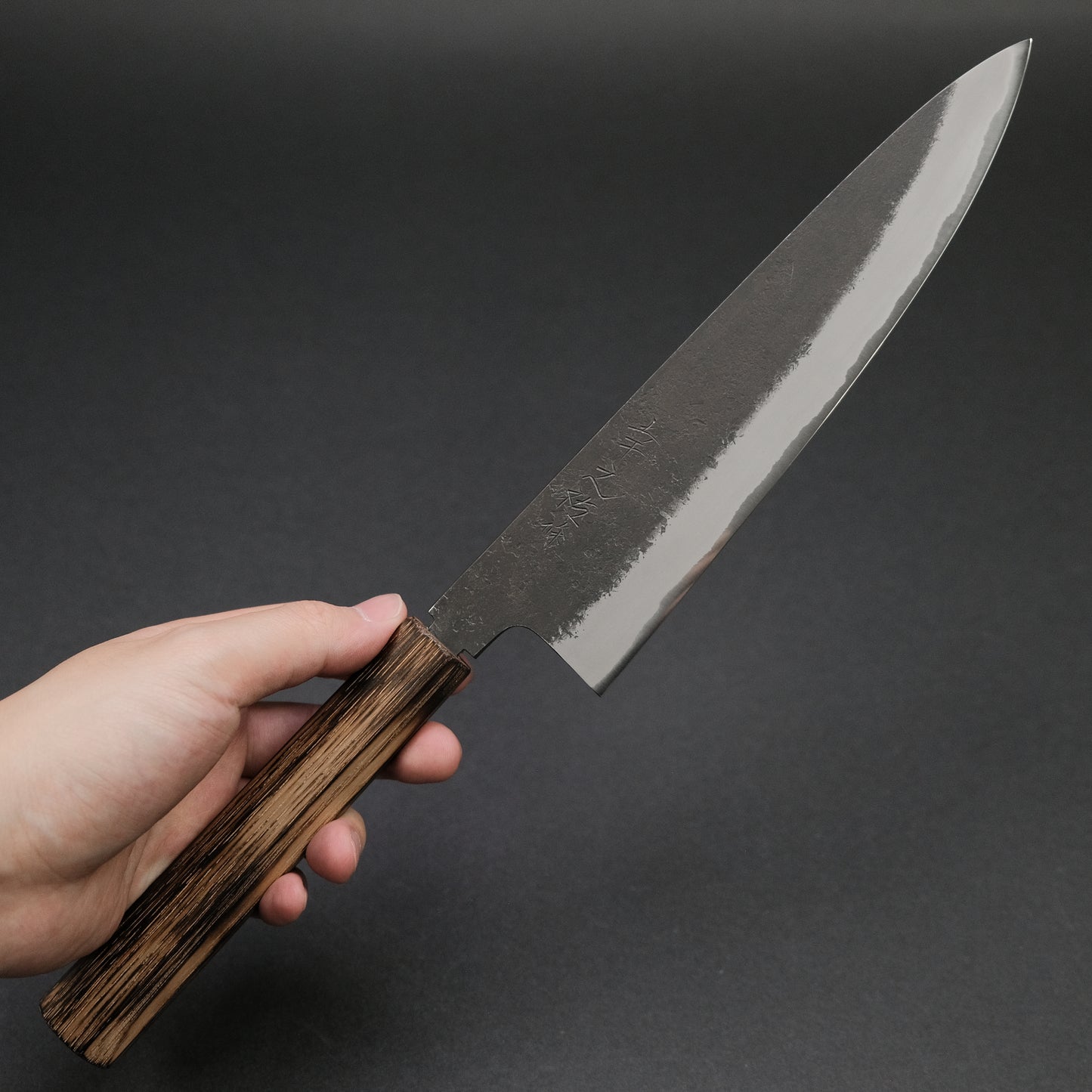 Konosuke MB White #2 Nashiji Kurouchi Gyuto 210mm Khii Chestnut Handle