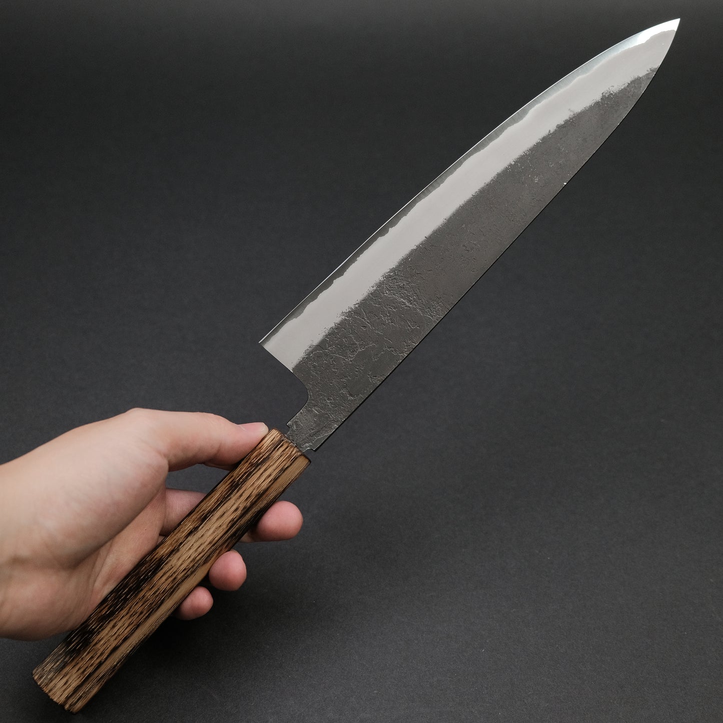 Konosuke MB White #2 Nashiji Kurouchi Gyuto 240mm Burnt Chestnut Handle