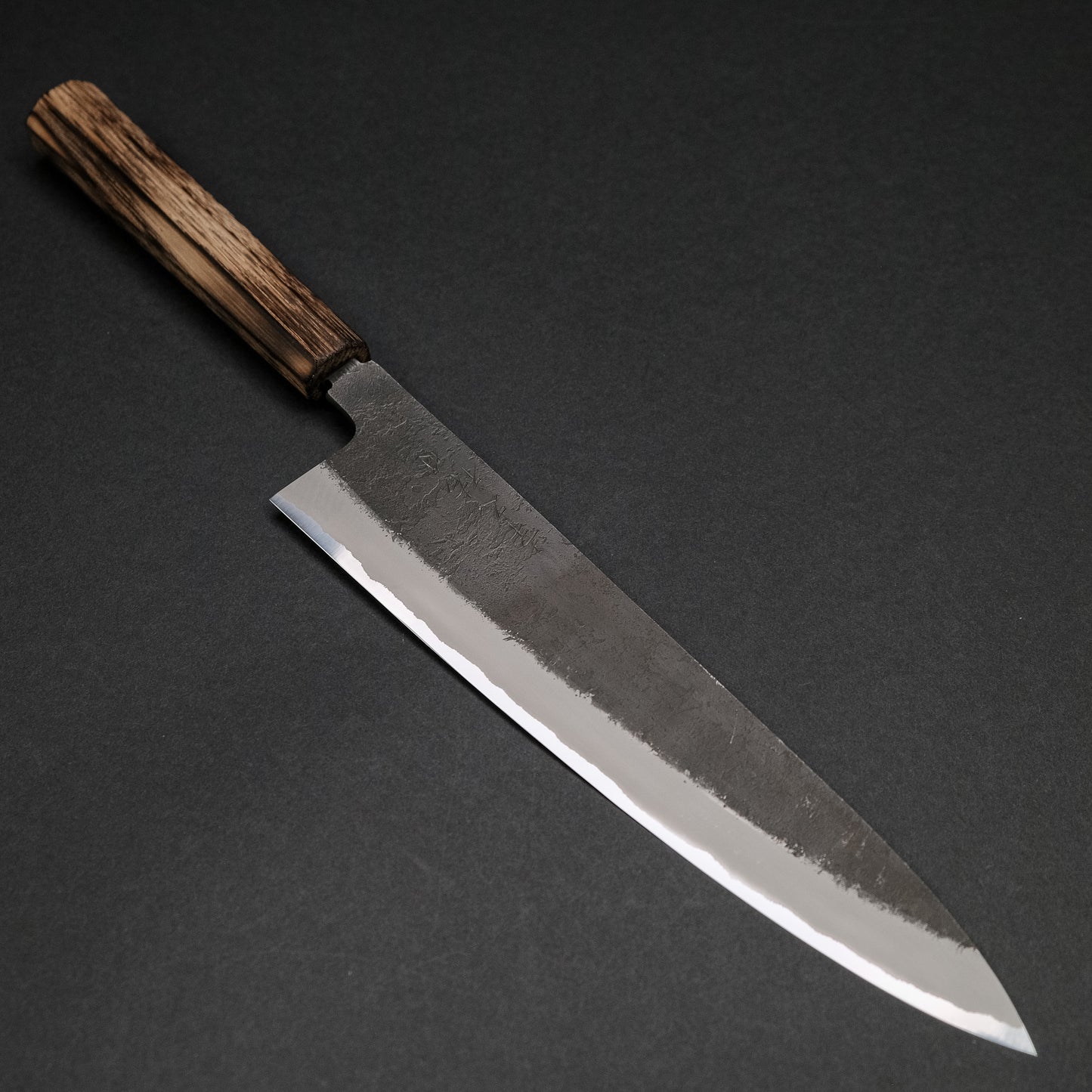 Konosuke MB White #2 Nashiji Kurouchi Gyuto 240mm Burnt Chestnut Handle