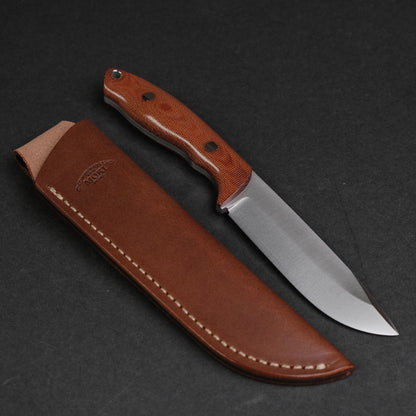 MOKI Berg Fixed Blade Canvas Micarta Handle (Natural Brown)