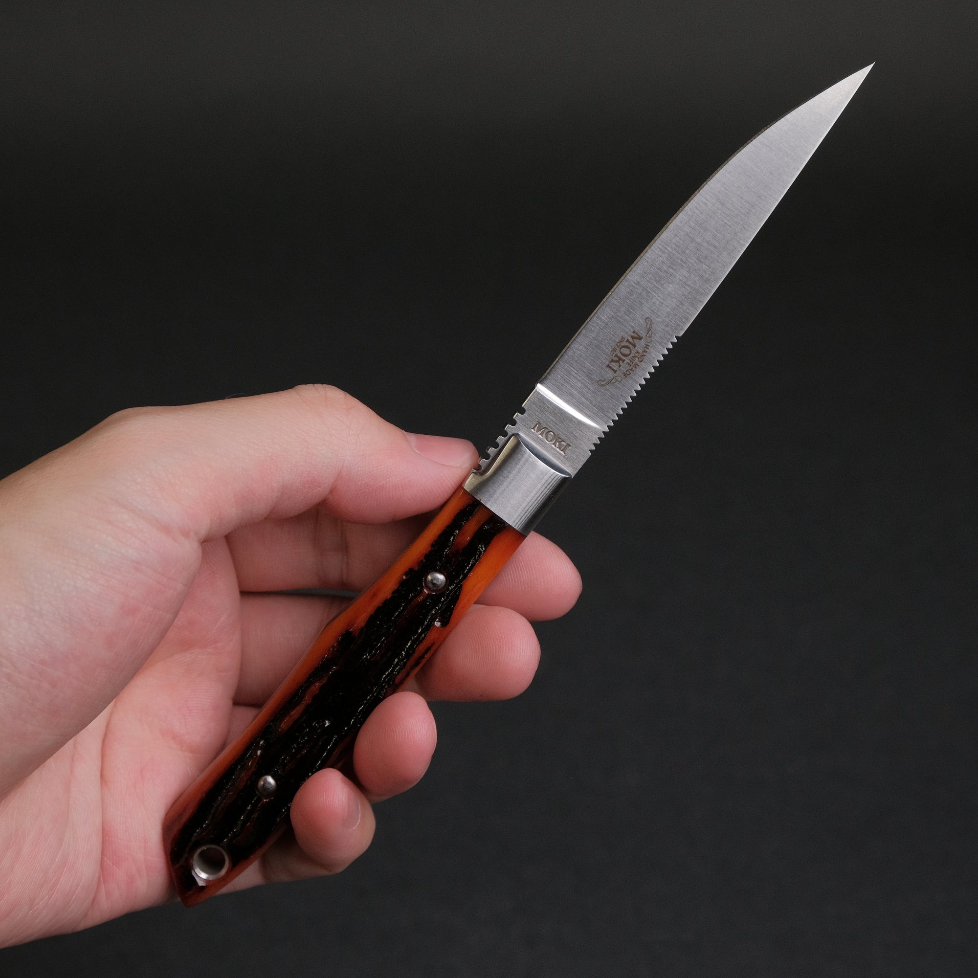 MOKI Trout &amp; Bird Fixed Blade Jigged Bone Handle