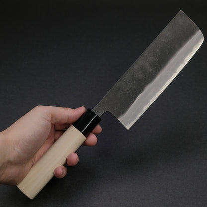 Morihei Kikuyu White #2 Kurouchi Nakiri 165mm Poplar Handle