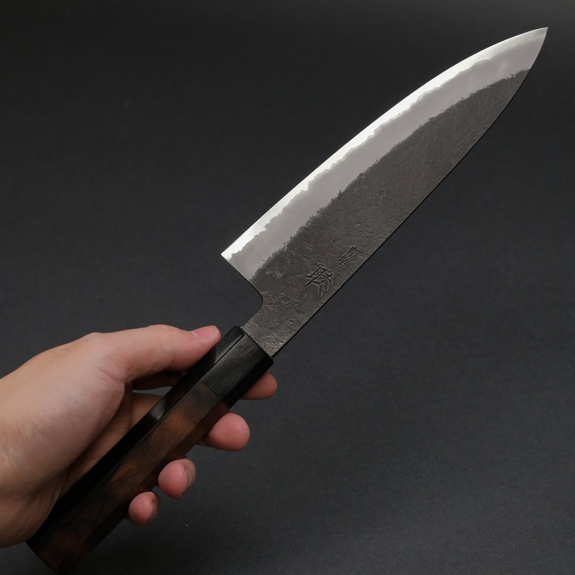 Mutsumi Blue Super Kurouchi Nashiji Gyuto 180mm Ebony Handle