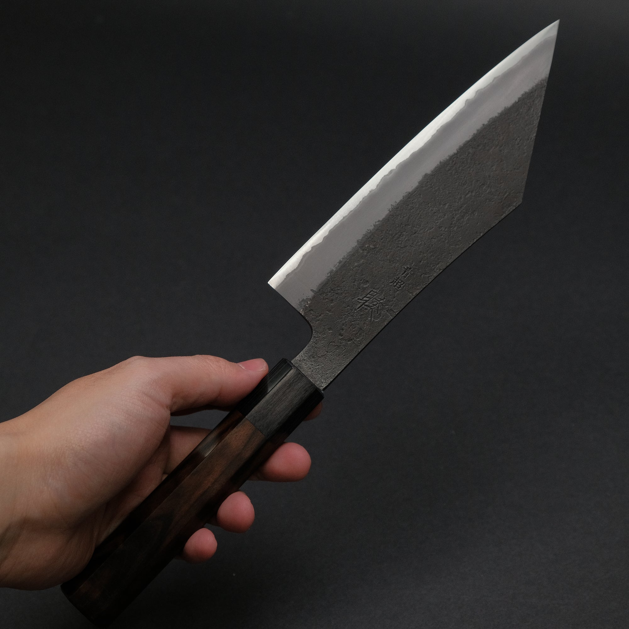 Mutsumi Hinoura Blue Super Kurouchi Nashiji Hakata 165mm Ebony Handle