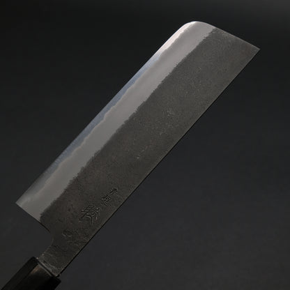 Mutsumi Blue Super Kurouchi Nashiji Nakiri 180mm Ebony Handle
