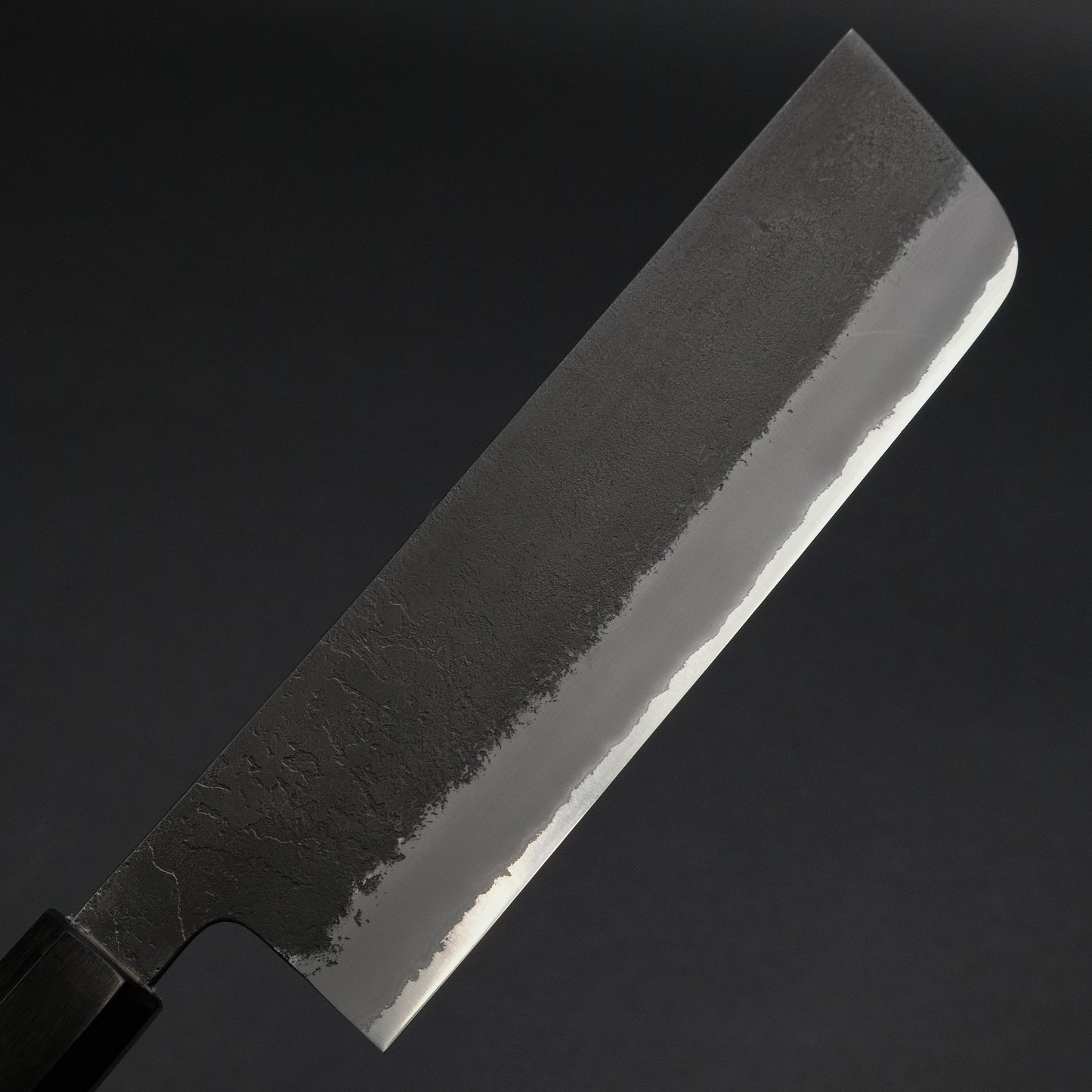 Mutsumi Blue Super Kurouchi Nashiji Nakiri 180mm Ebony Handle