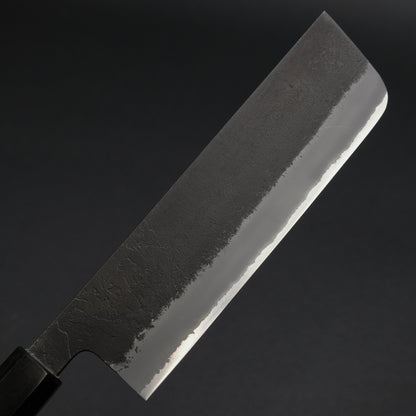 Mutsumi Blue Super Kurouchi Nashiji Nakiri 180mm Ebony Handle