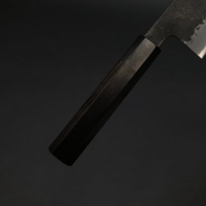 Mutsumi Blue Super Kurouchi Nashiji Nakiri 180mm Ebony Handle