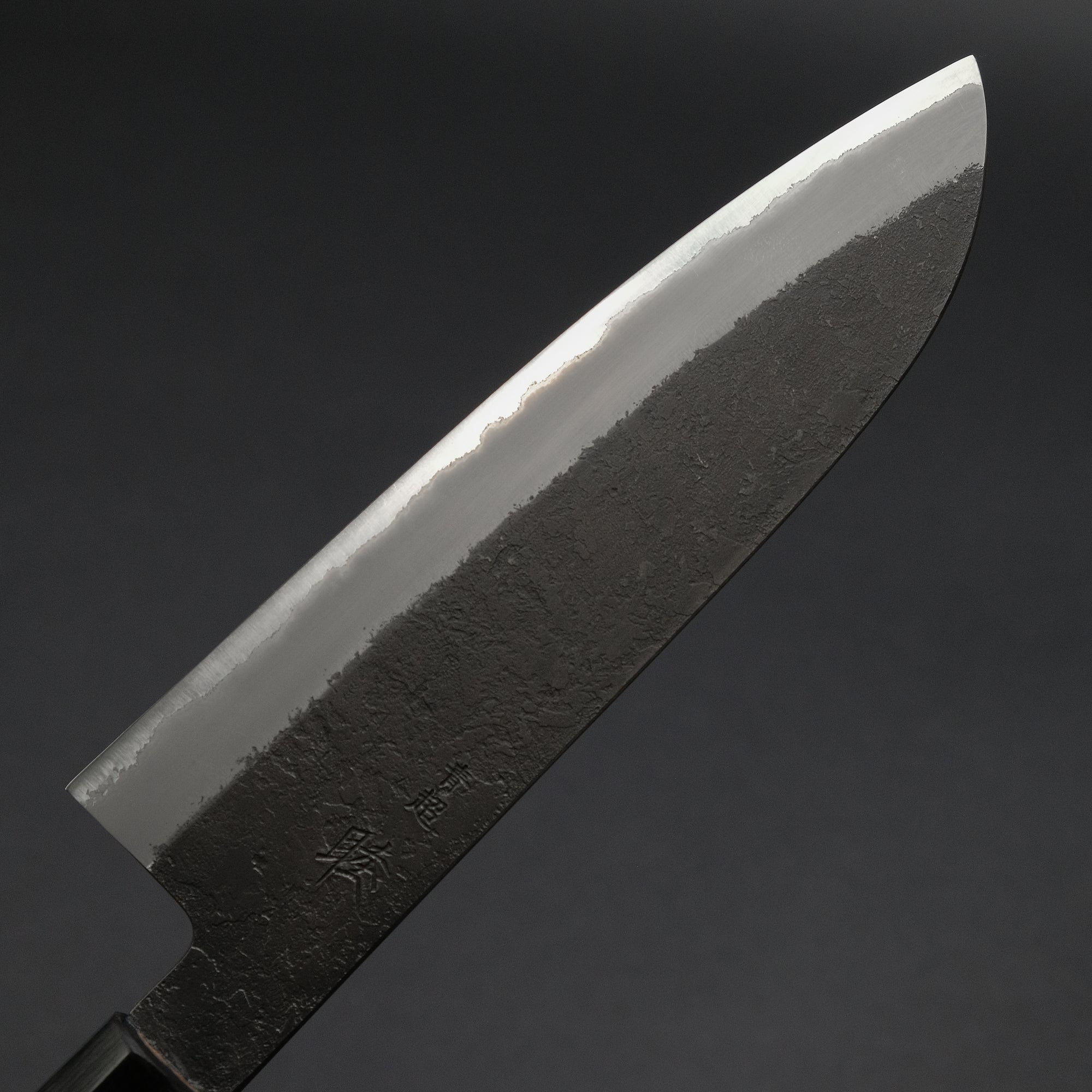 Mutsumi Blue Super Kurouchi Nashiji Santoku 180mm Ebony Handle
