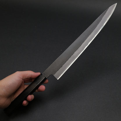 Mutsumi Blue Super Kurouchi Nashiji Sujihiki 270mm Ebony Handle