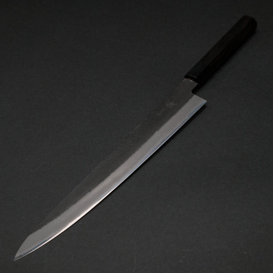 Mutsumi Blue Super Kurouchi Nashiji Sujihiki 270mm Ebony Handle