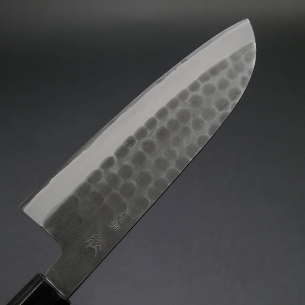 Mutsumi Blue Super Kurouchi Tsuchime Santoku 165mm Ebony Handle