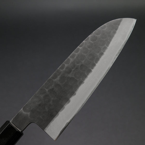 Mutsumi Blue Super Kurouchi Tsuchime Santoku 165mm Ebony Handle
