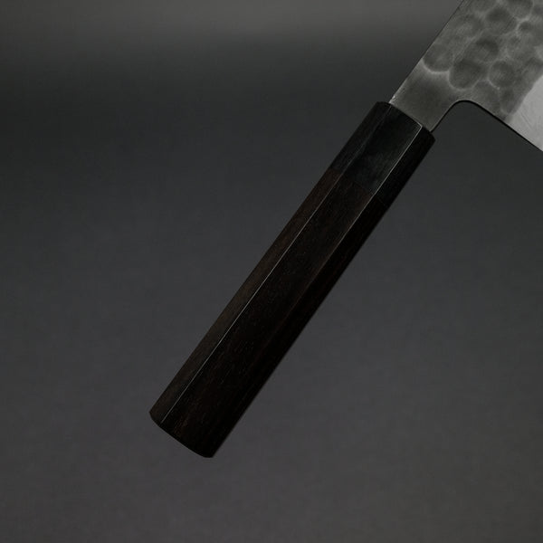 Mutsumi Blue Super Kurouchi Tsuchime Santoku 165mm Ebony Handle