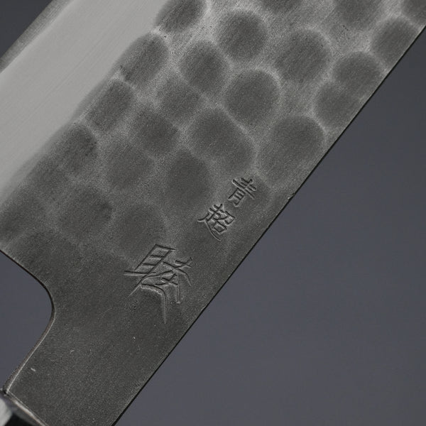 Mutsumi Blue Super Kurouchi Tsuchime Santoku 165mm Ebony Handle