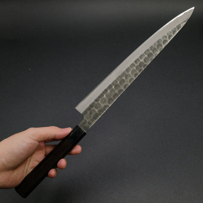 Mutsumi Blue Super Kurouchi Tsuchime Sujihiki 270mm Ebony Handle