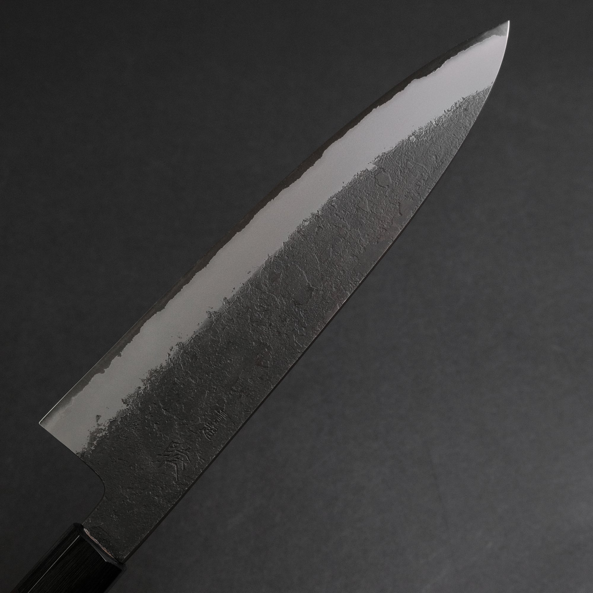 Mutsumi Hinoura Blue Super Kurouchi Nashiji Gyuto 210mm Ebony Handle