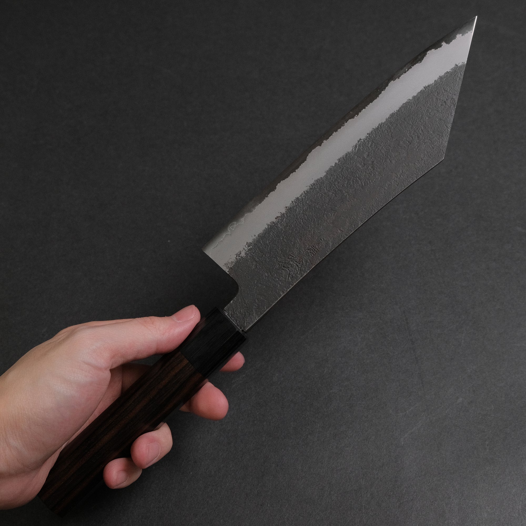 Mutsumi Hinoura Blue Super Kurouchi Nashiji Hakata 180mm Ebony Handle