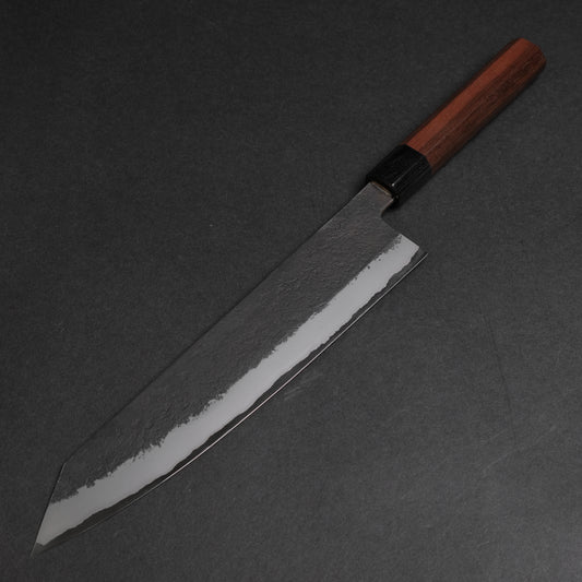 Mutsumi Hinoura Blue Super Kurouchi Nashiji Kiritsuke 240mm Ebony Handle