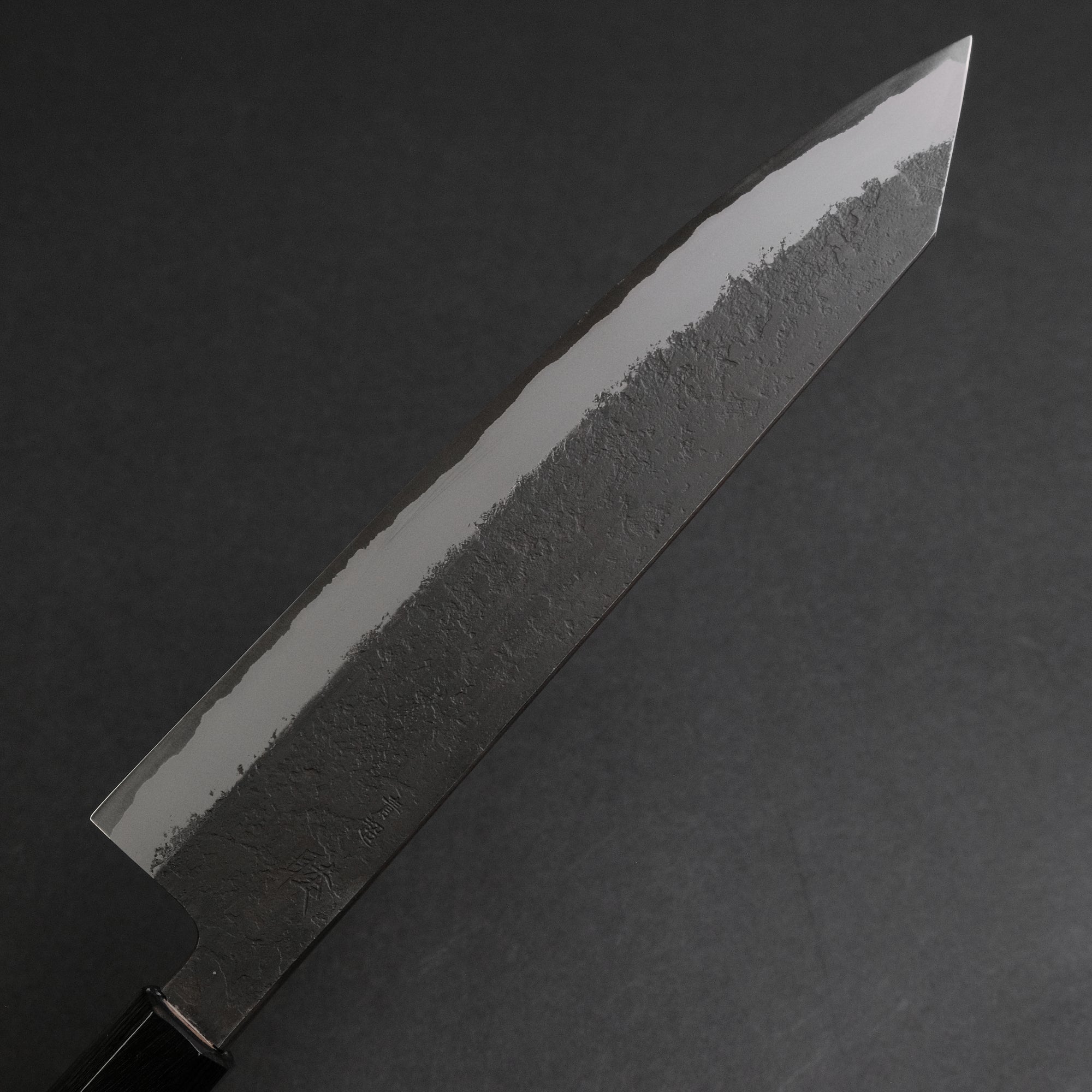 Mutsumi Hinoura Blue Super Kurouchi Nashiji Kiritsuke 240mm Ebony Handle