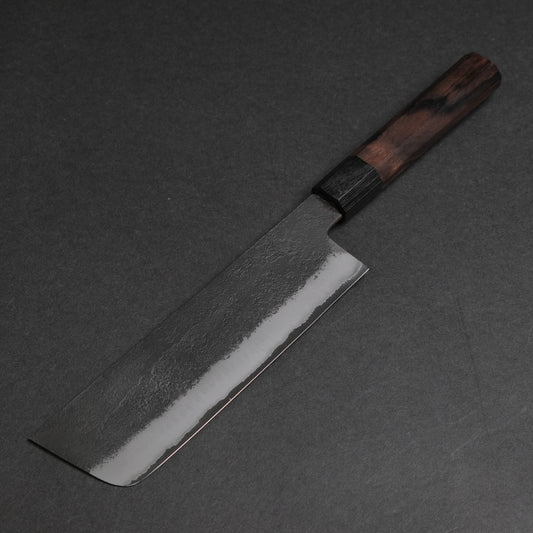 Mutsumi Hinoura Blue Super Kurouchi Nashiji Nakiri 165mm Ebony Handle