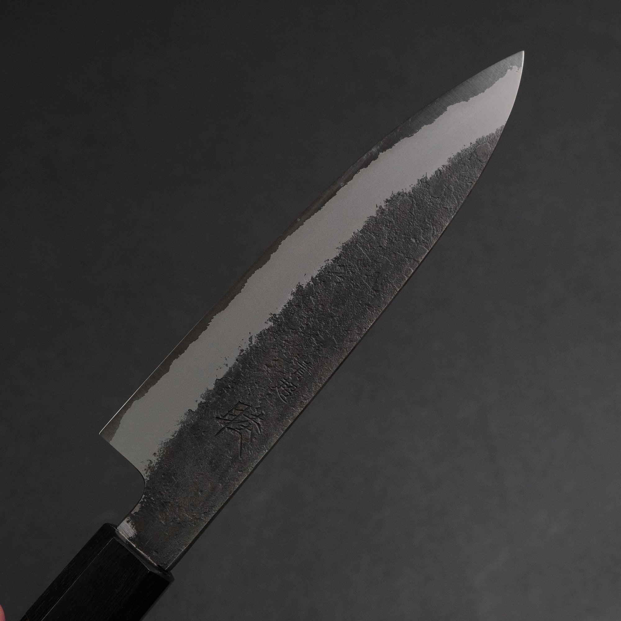 Mutsumi Hinoura Blue Super Kurouchi Nashiji Petty 135mm Ebony Handle