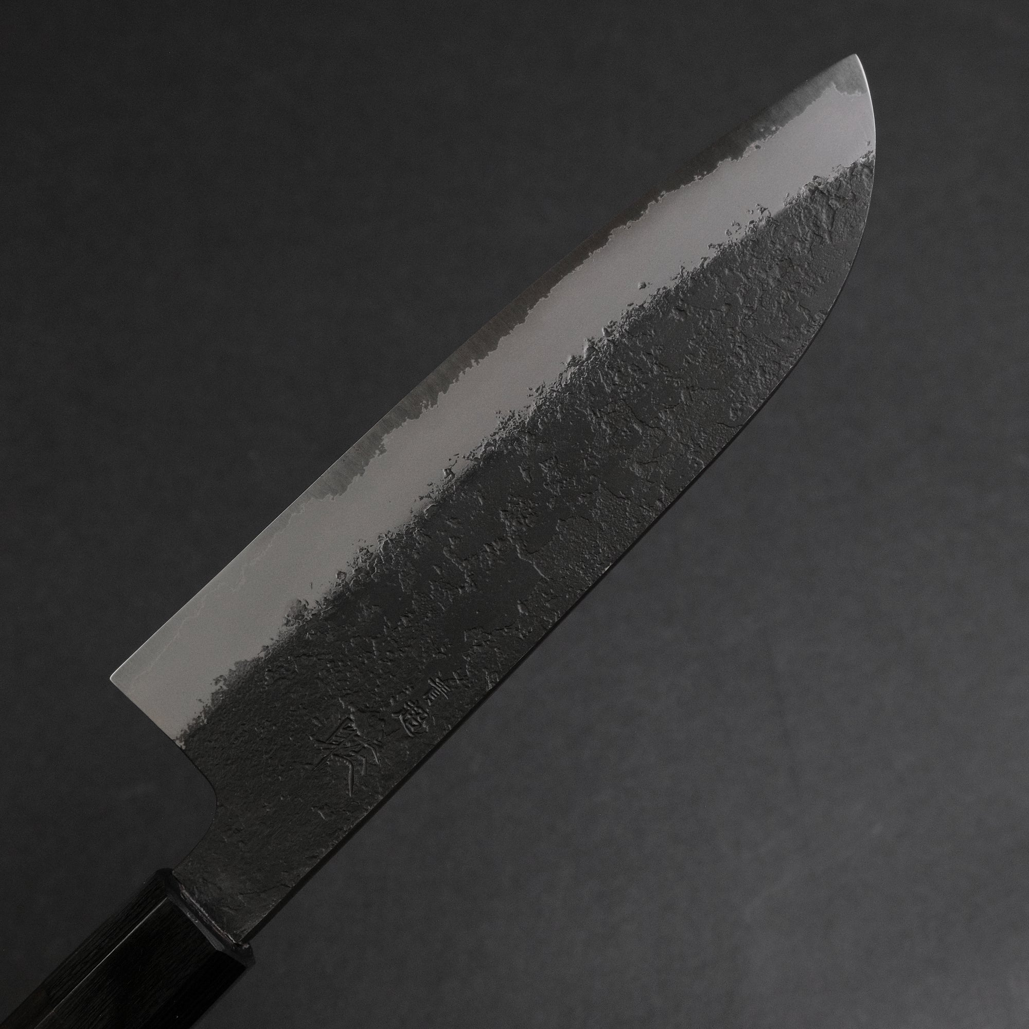 Mutsumi Hinoura Blue Super Kurouchi Nashiji Santoku 165mm Ebony Handle