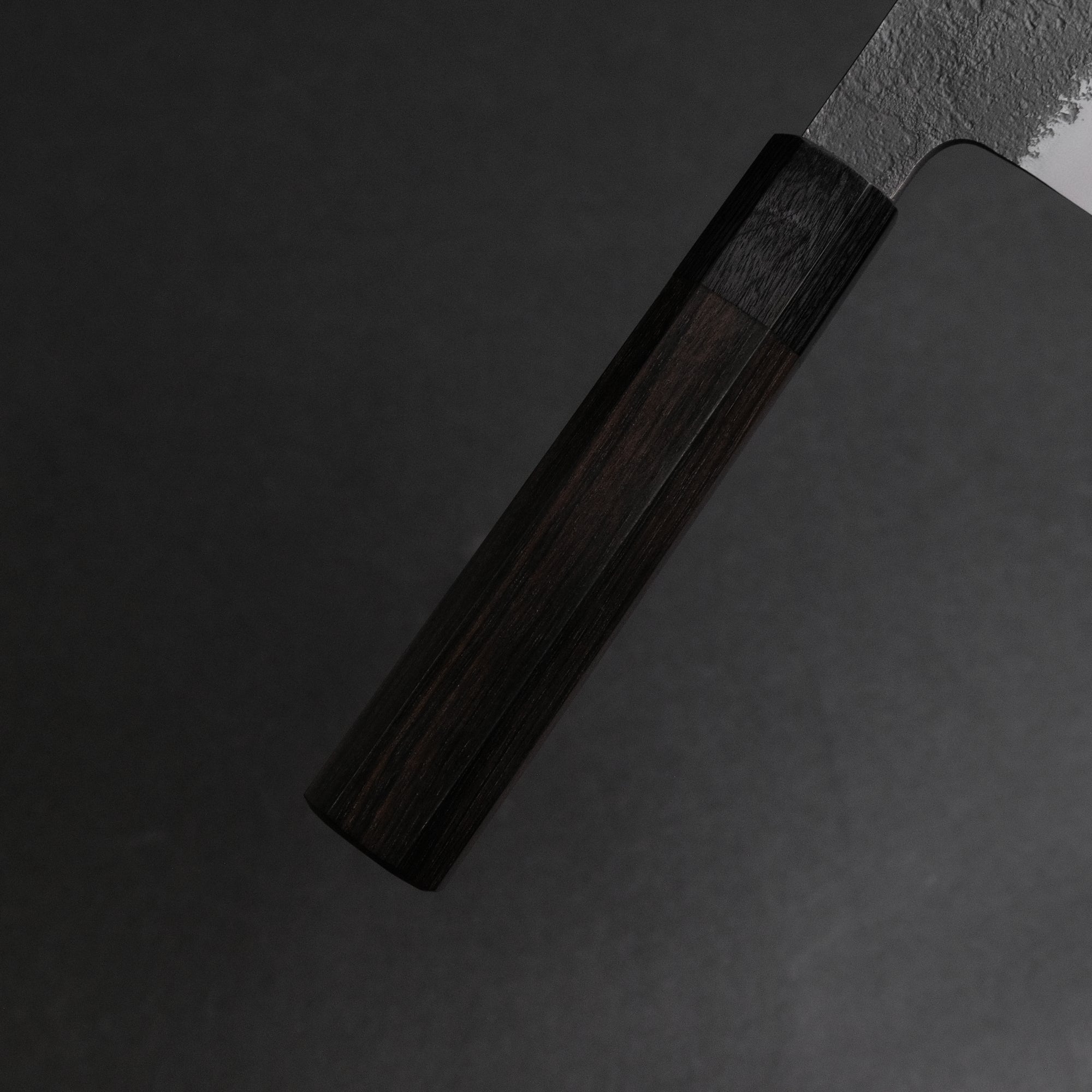 Mutsumi Hinoura Blue Super Kurouchi Nashiji Santoku 165mm Ebony Handle