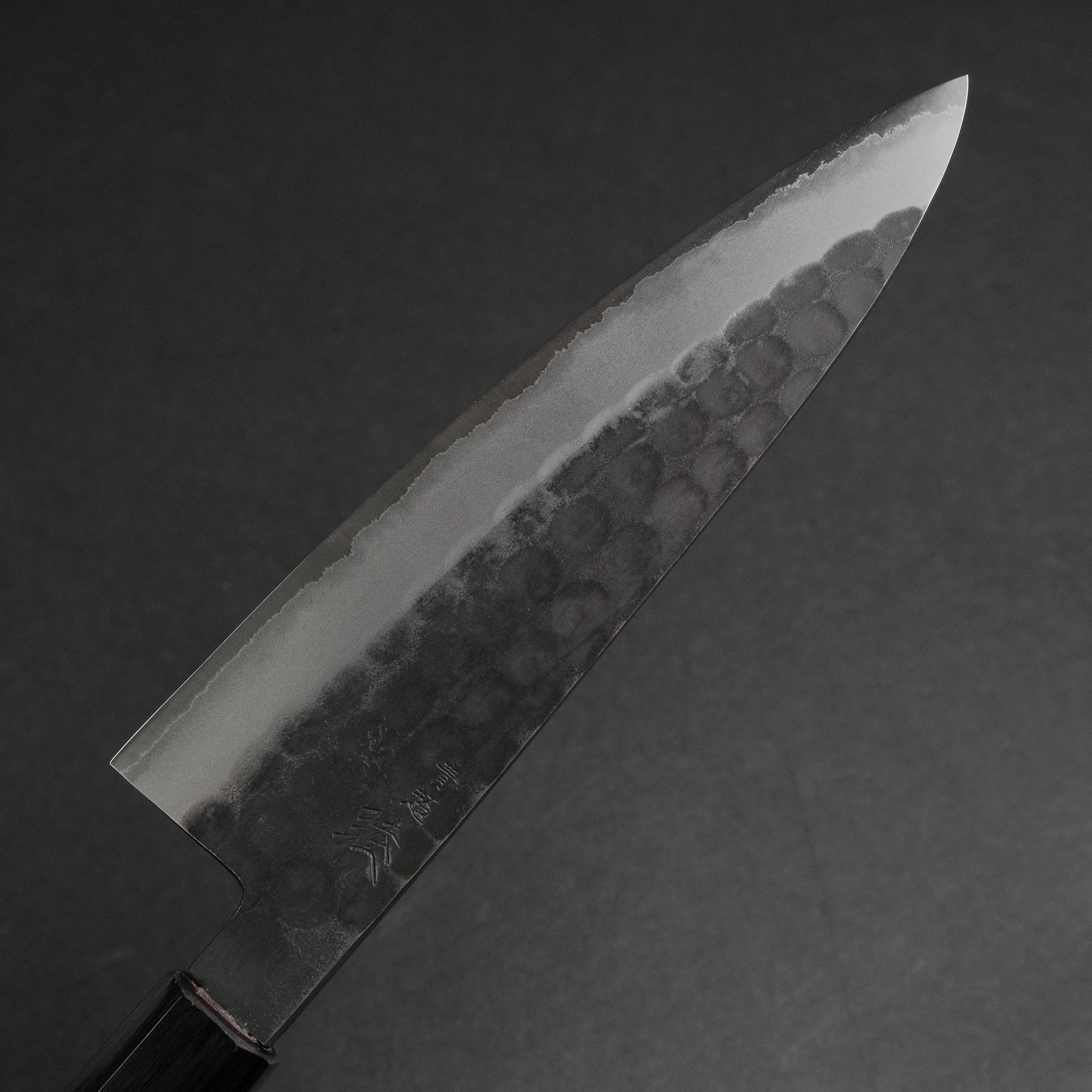 Mutsumi Hinoura Blue Super Kurouchi Tsuchime Gyuto 180mm Ebony Handle