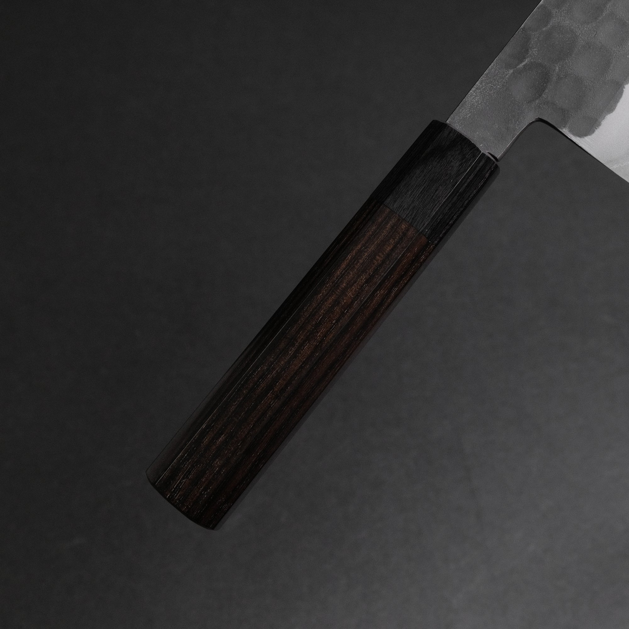 Mutsumi Hinoura Blue Super Kurouchi Tsuchime Gyuto 180mm Ebony Handle