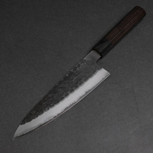 Mutsumi Hinoura Blue Super Kurouchi Tsuchime Gyuto 180mm Ebony Handle