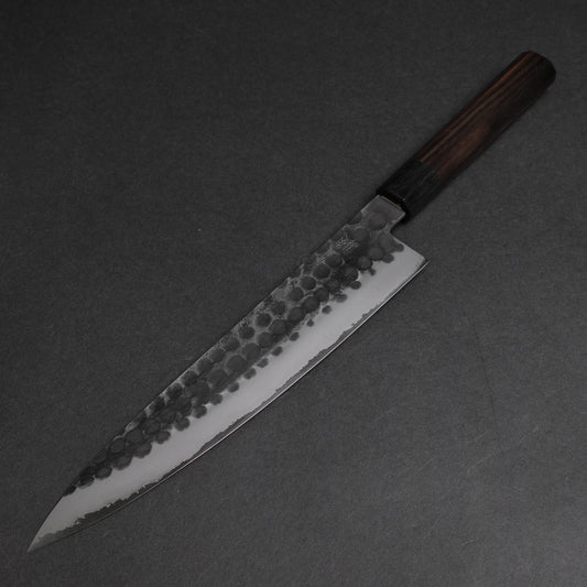 Mutsumi Hinoura Blue Super Kurouchi Tsuchime Gyuto 240mm Ebony Handle [B]