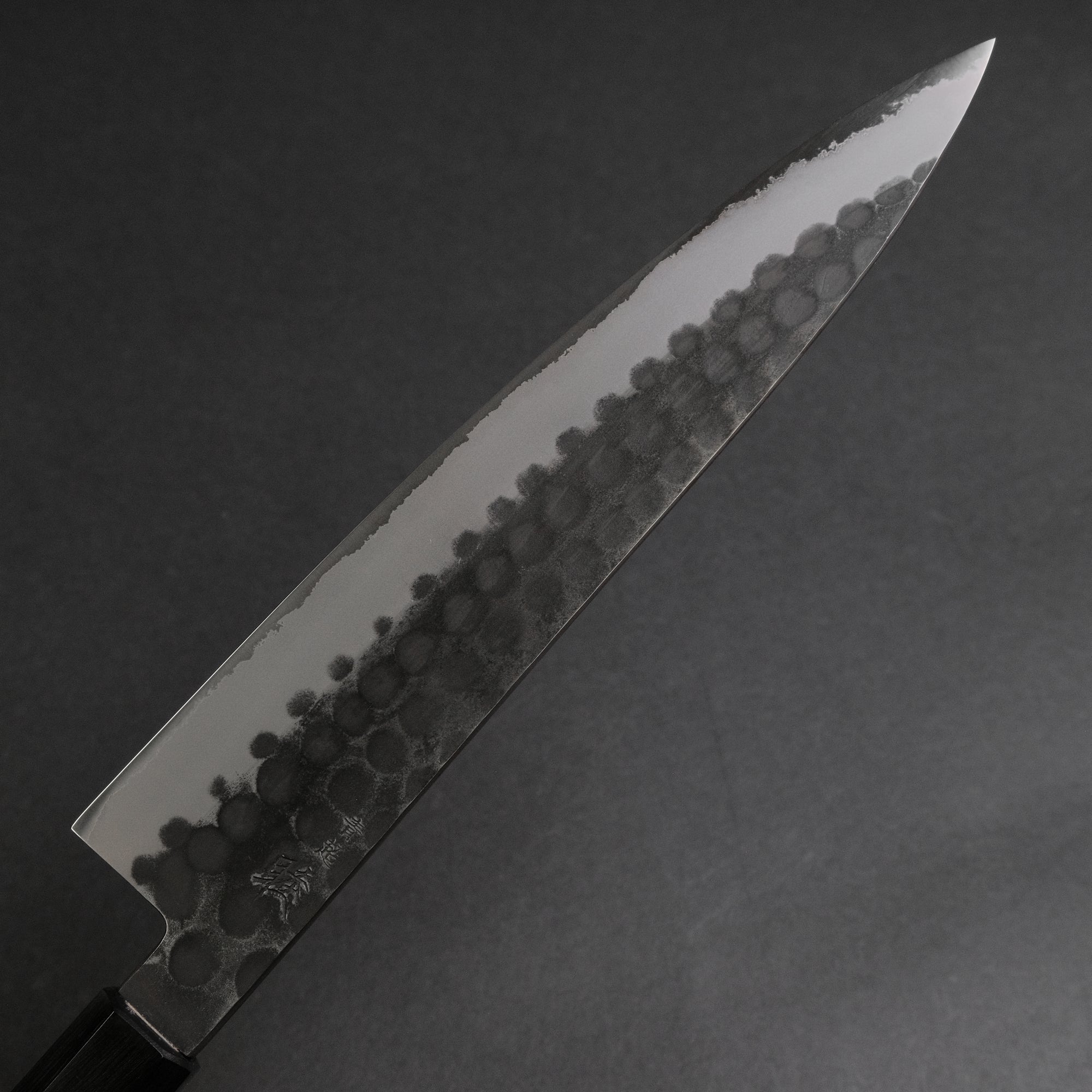 Mutsumi Hinoura Blue Super Kurouchi Tsuchime Gyuto 240mm Ebony Handle [B]