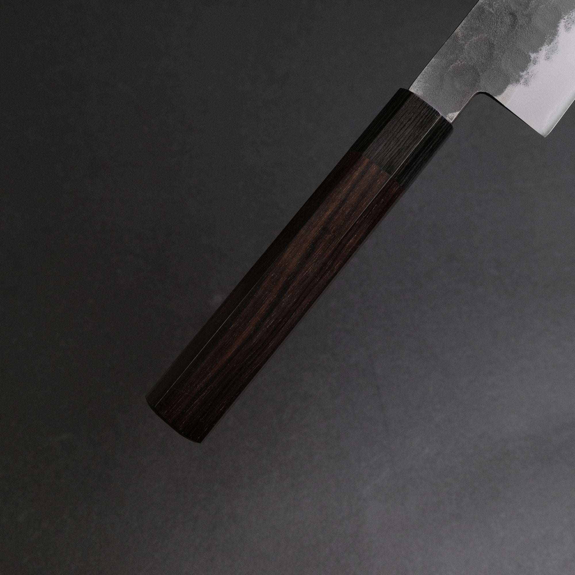 Mutsumi Hinoura Blue Super Kurouchi Tsuchime Gyuto 240mm Ebony Handle [B]