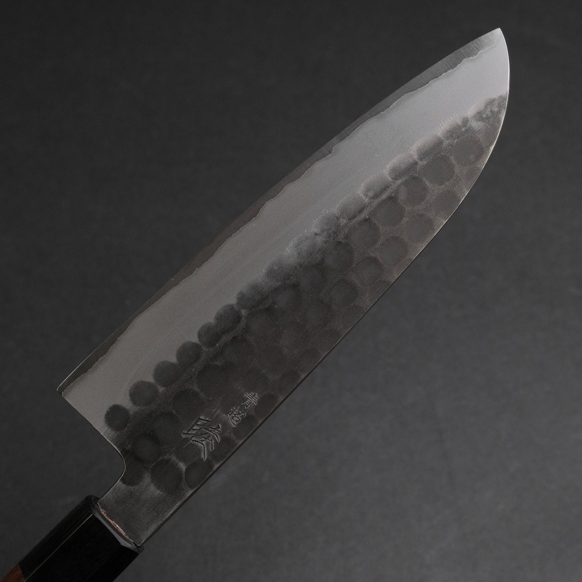 Mutsumi Hinoura Blue Super Kurouchi Tsuchime Santoku 165mm Ebony Handle