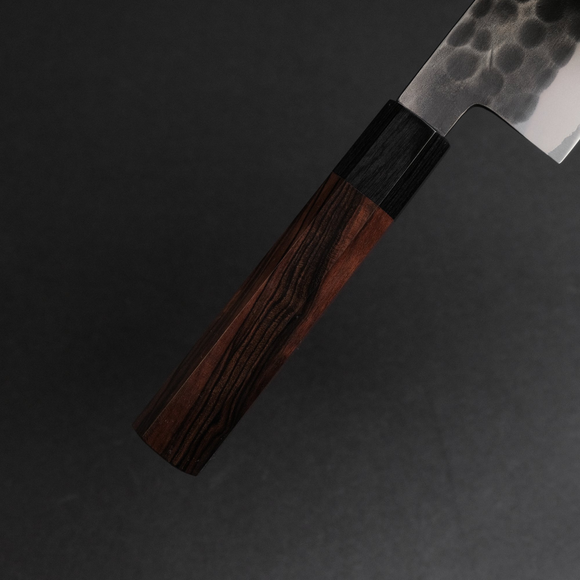 Mutsumi Hinoura Blue Super Kurouchi Tsuchime Santoku 165mm Ebony Handle