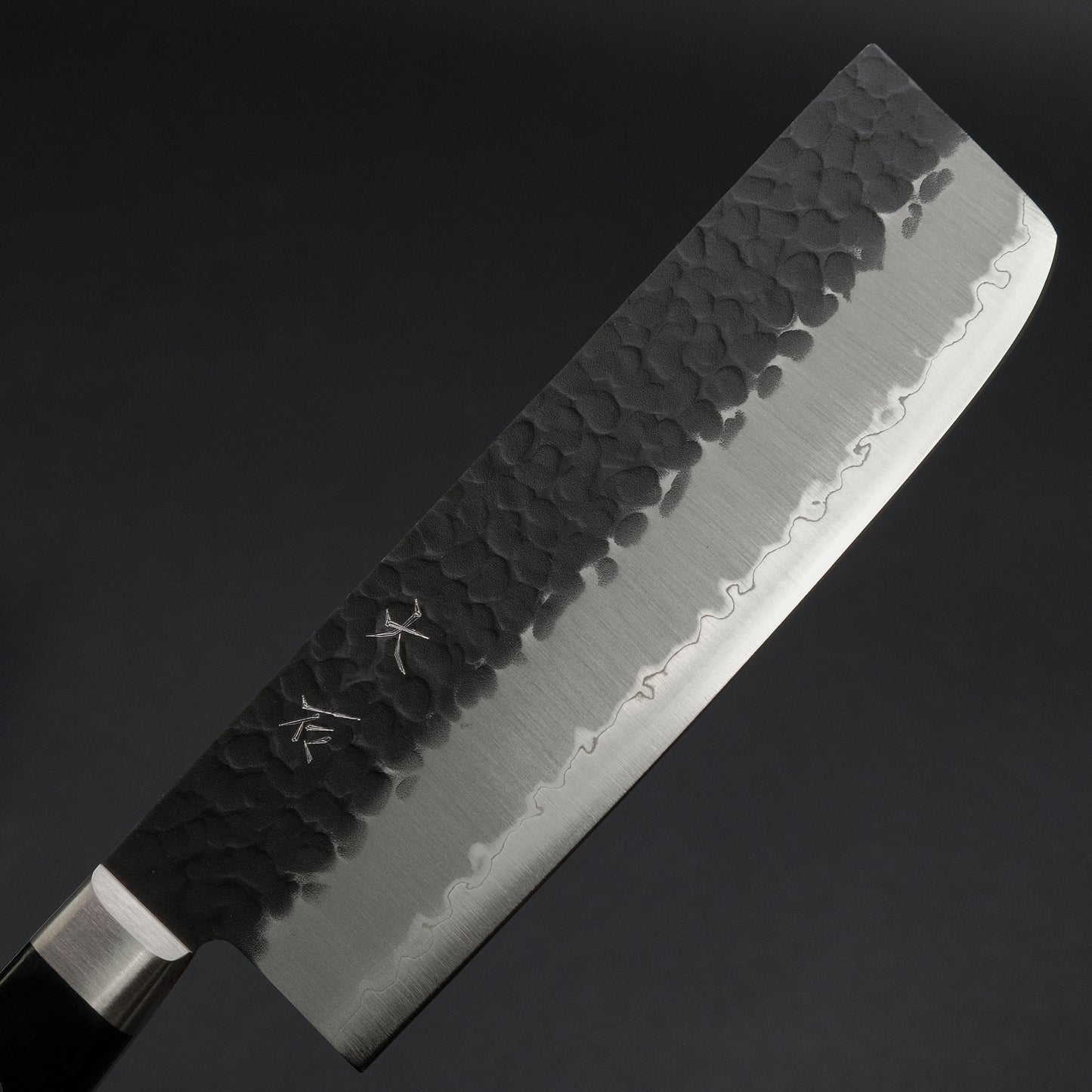 Ohishi Blue Super Kurouchi Tsuchime Nakiri 165mm Pakka Handle