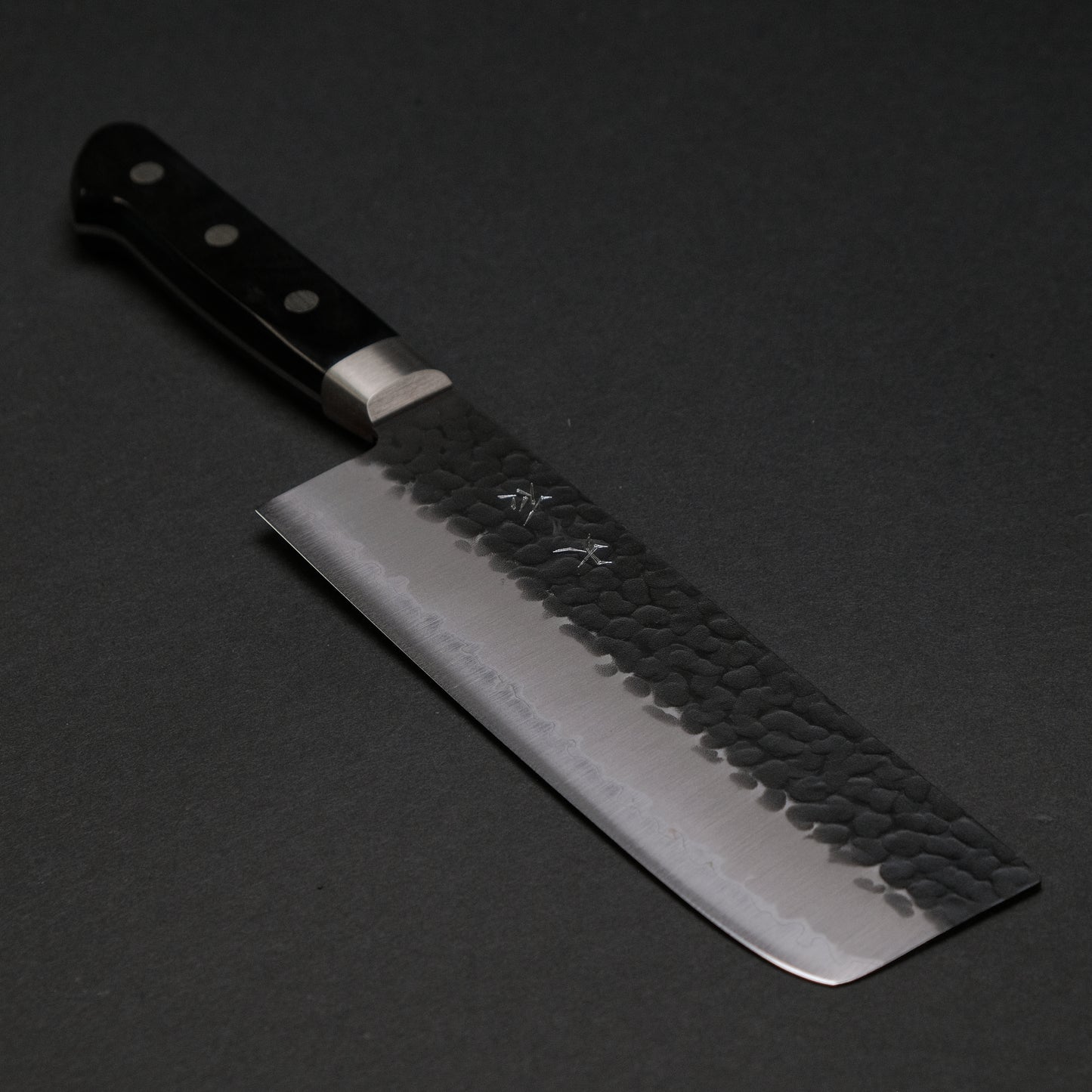 Ohishi Blue Super Kurouchi Tsuchime Nakiri 165mm Pakka Handle