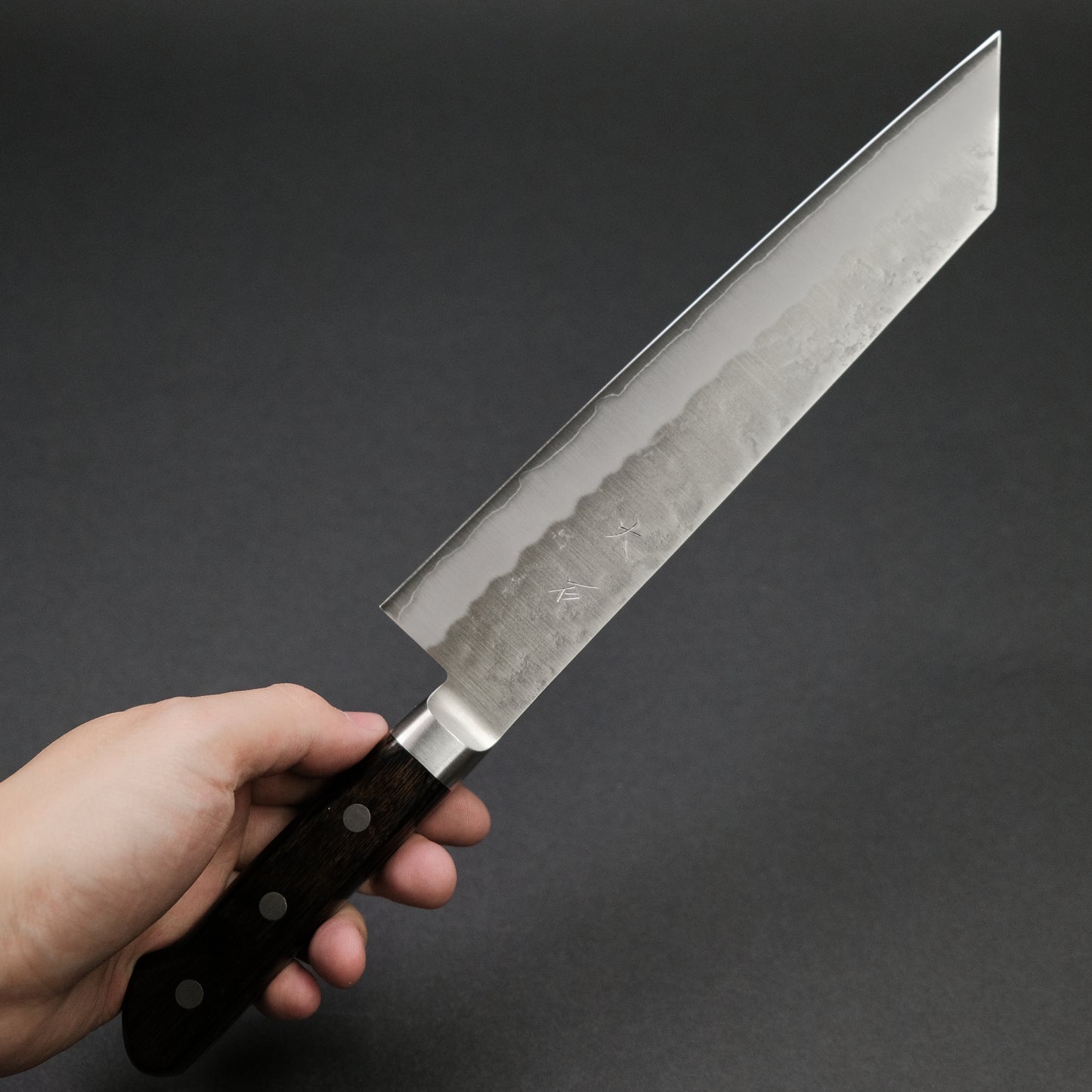 Ohishi Ginsan Nashiji Kiritsuke 210mm Pakka Handle