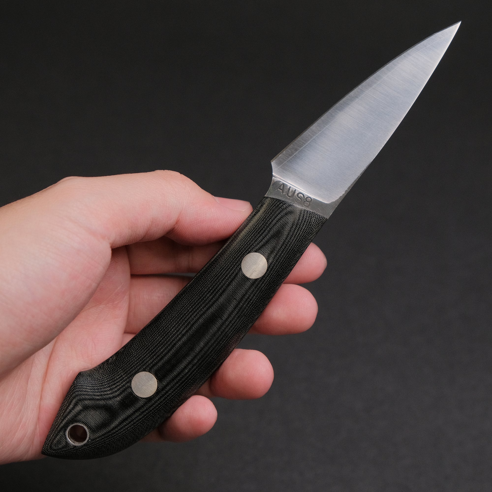 Seino AUS8 Fishing Utility Fixed Blade Linen Micarta Handle (
