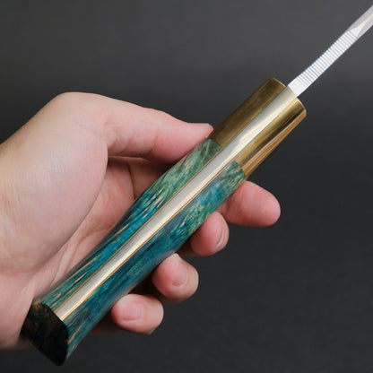 Seino Nagisa Blue #2 Honyaki Fixed Blade Stabilized Wood Handle (#005)