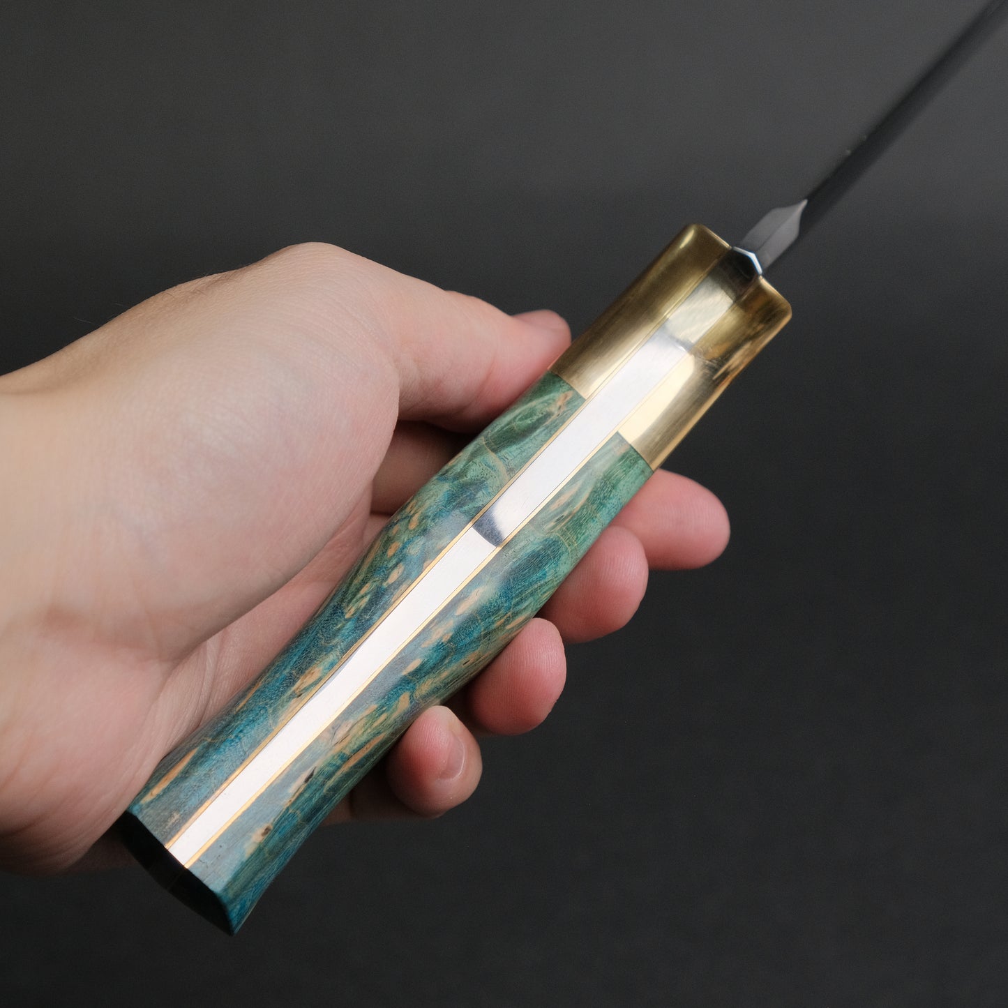 Seino Nagisa Blue #2 Honyaki Fixed Blade Stabilized Wood Handle (#005)