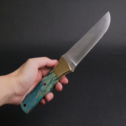 Seino Nagisa Blue #2 Honyaki Fixed Blade Stabilized Wood Handle (#005)