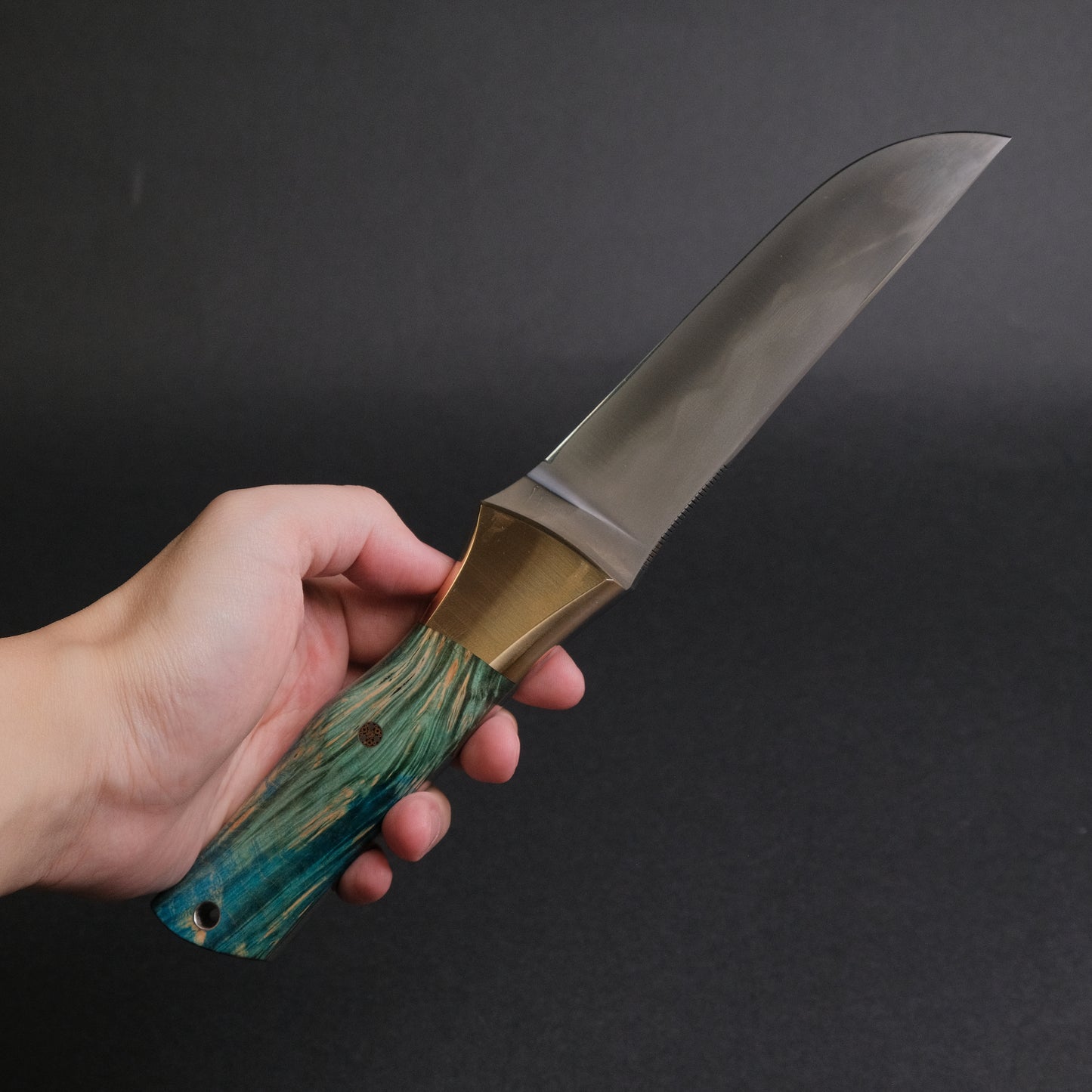 Seino Nagisa Blue #2 Honyaki Fixed Blade Stabilized Wood Handle (#005)