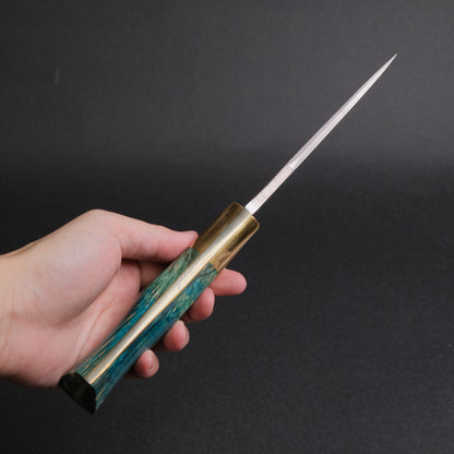 Seino Nagisa Blue #2 Honyaki Fixed Blade Stabilized Wood Handle (#005)